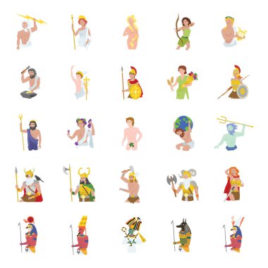25 Ancient Gods color vector icons vector 25 Ancient Gods color vector icons vector