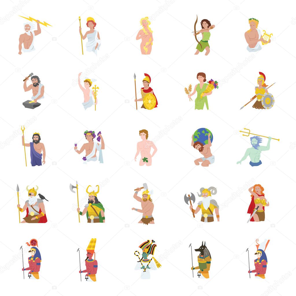 25 Ancient Gods color vector icons