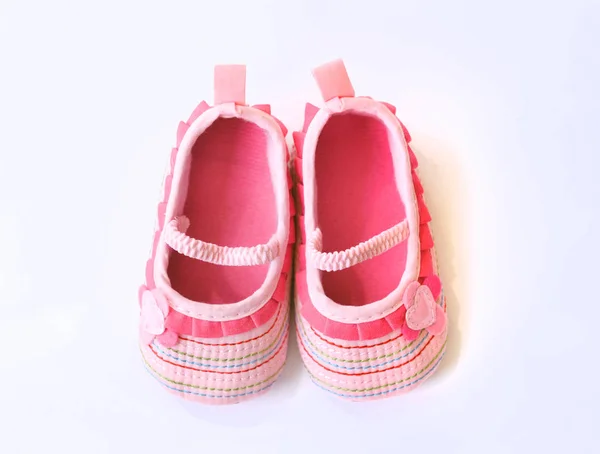 Sepatu bayi, dekorasi untuk liburan baby shower untuk anak perempuan — Stok Foto