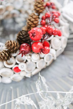 Noel dekor Festival tablo ayarı. Yeni yıl çiçek düzenleme