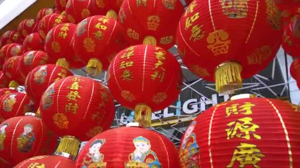 Thailand, Phuket, October 7, 2019: Traditional Chinese Lantern in Phuket Vegetarian Festival — Stock Video