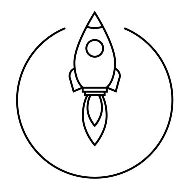 Uzay gemisi başlatın. Vektör çizim. Simge.