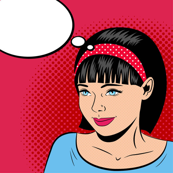 A beautiful girl is thinking about something. Pop art style.
