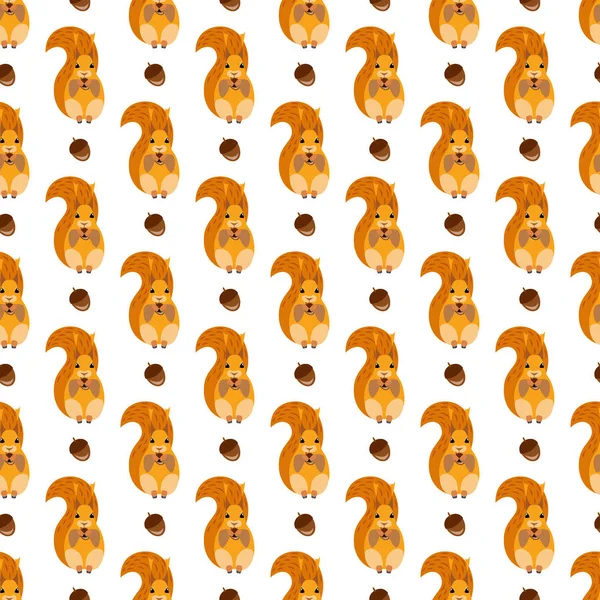 Nahtloses Muster mit einem Bild von Eichhörnchen. — Stockvektor