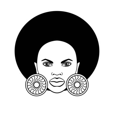 Güzel bir Afrikalı kadının stilize edilmiş görüntüsü. Vektör.