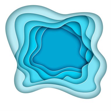 Dalgalı geometrik arka plan. Kağıttan kesilmiş renkli figürlerin modaya uygun kompozisyonları. Vektör. Kağıt Kesme Biçimi.