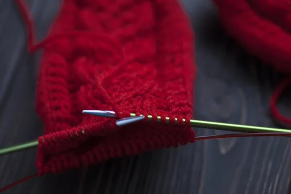 Knitting. Handwork. Professional photography. Close-up. Bokeh.