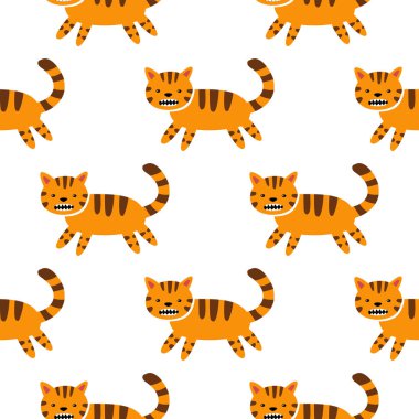 Hırıltılı kaplan yavrusu. Kumaş, ambalaj kağıdı, duvar kağıdı için dikişsiz desen.