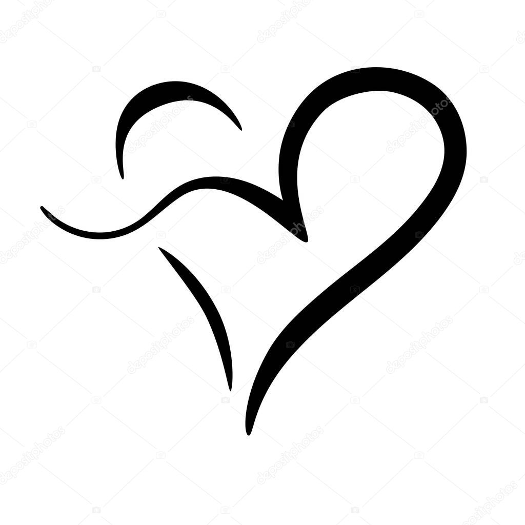 Heart. Hand-drawn decorative calligraphy element for your design.