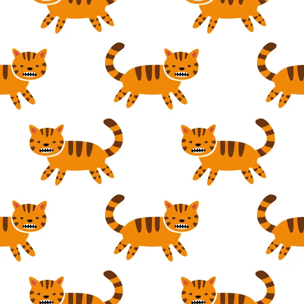 Growling tiger cub. Seamless pattern for fabric, wrapping paper, wallpaper. — Free Stock Photo