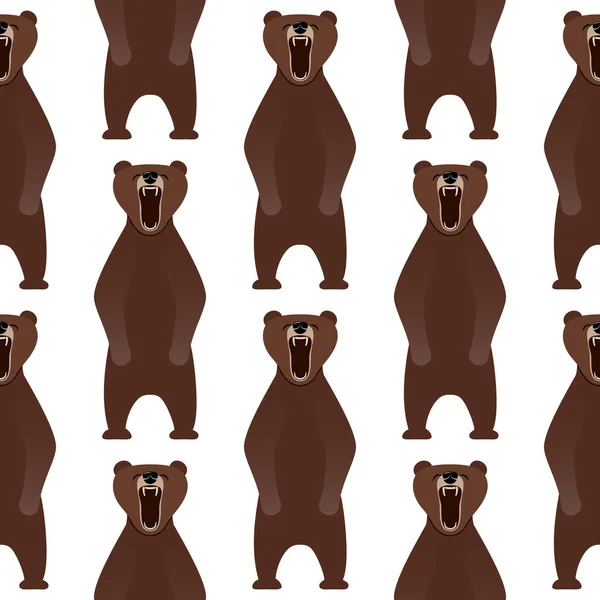 A seamless pattern with the image of a growling bear. — Stock Vector