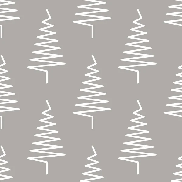 Patrón sin costuras. Árbol de Navidad blanco sobre fondo gris. Año Nuevo . — Archivo Imágenes Vectoriales