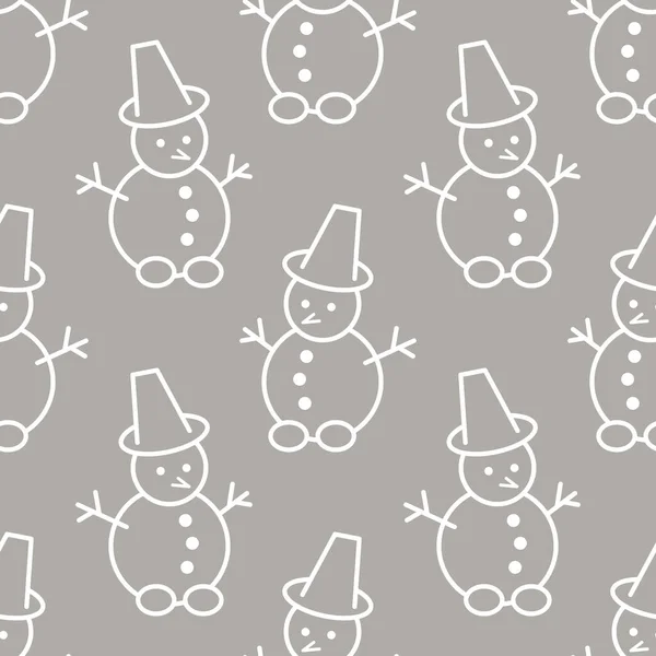 Nahtloses Muster. weißer Schneemannbaum auf grauem Hintergrund. Neues Jahr. — Stockvektor
