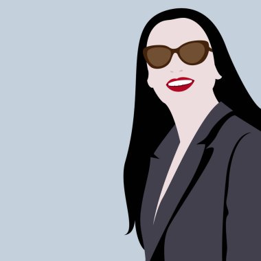 Modaya uygun bir şekilde yüzü olmayan güzel bir kızın görüntüsü. Minimalizm. Vektör illüstrasyonu.