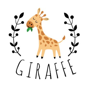 Zürafa resmi. Çocuk illüstrasyonu. Karakter.