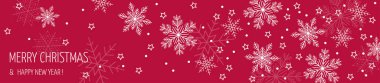 Ekstra geniş Noel afişi. Yılbaşı illüstrasyonu. Kar taneleri.