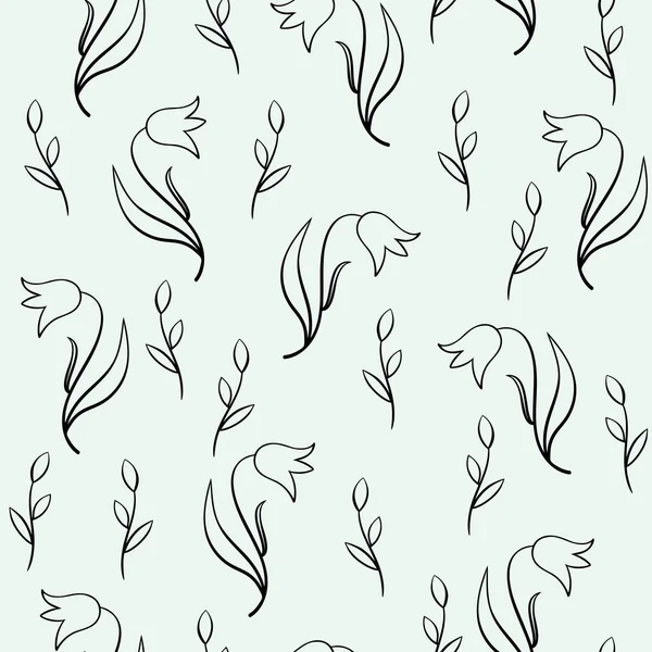 Seamless background with plant elements. Doodles and sketches vector illustrations. — Stock Vector
