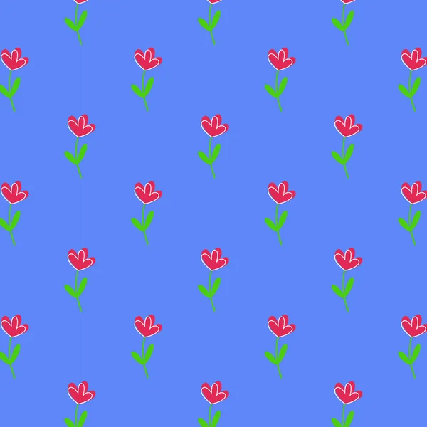 Bezproblémový vzorec. Stylizované květiny a listy na modrém pozadí. — Stockový vektor