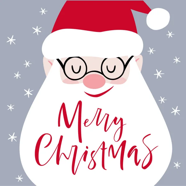 Crăciun fericit. Salutări de Crăciun scrise pe barba lui Moş Crăciun. Poster de Anul Nou. Scrisori. Vector  . — Vector de stoc