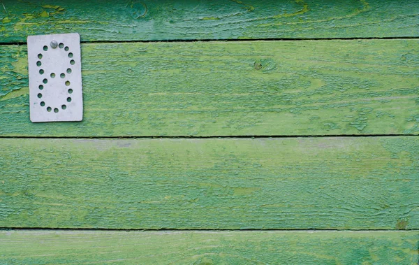 Tableros Pintados Verdes Con Algún Tipo Placa Metal Esquina Textura — Foto de Stock