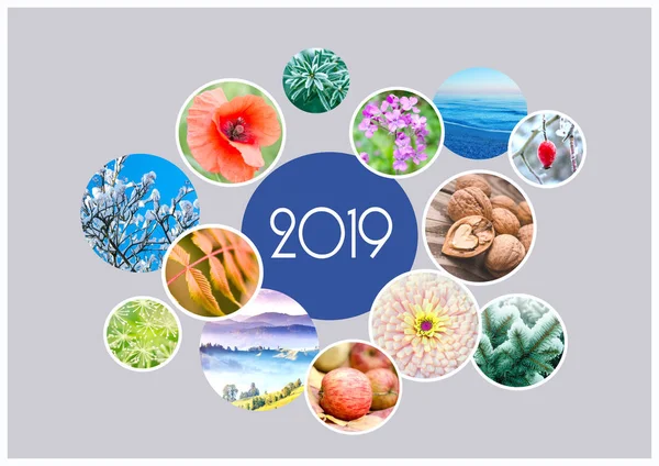 Sezónní Kalendář Rok 2018 Kreativní Koláž Čtvrtletní Kalendář Účetní — Stock fotografie