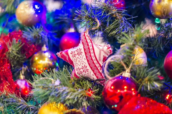 Merry Christmas Happy New Year Festive Card Christmas Star Decoration — Stock Photo, Image