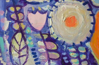 El çizimi akrilik resim. Soyut sanat geçmişi. Tuval üzerinde akrilik resim.