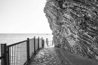 Taş kaya deniz tarafından yakın