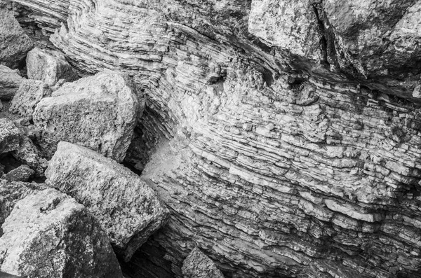 Stone rock texture. Black and white photo
