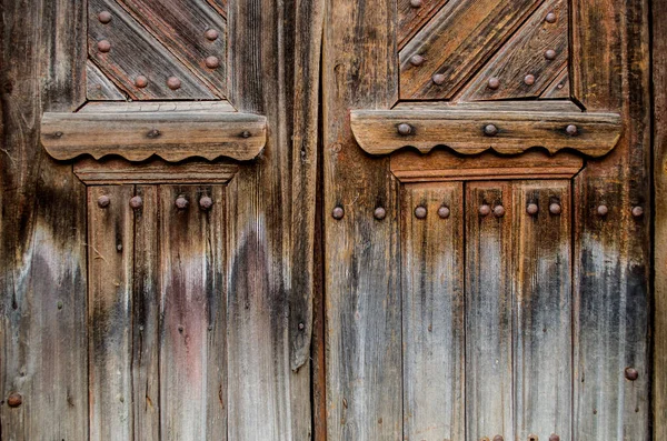 Porta Madeira Velha Casa Ucraniana Foto Estilo Rústico — Fotografia de Stock