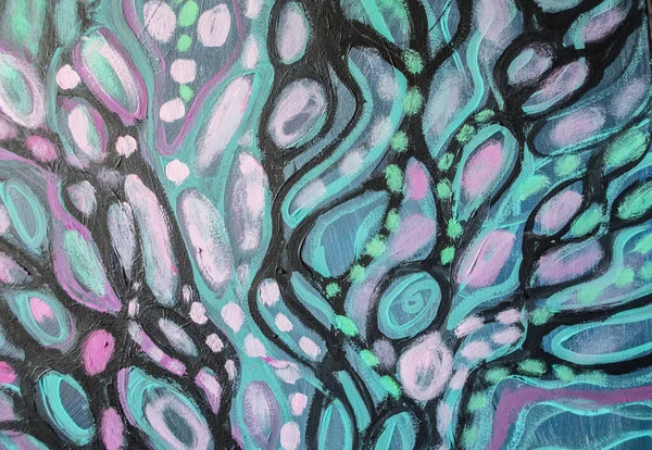 Acryl Kleurrijke Abstracte Schilderij Blauw Violet Een Witte Kleuren Doek — Stockfoto