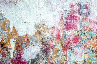 El çizimi akrilik resim. Soyut sanat geçmişi. Tuval üzerinde akrilik bir tablo. Renk dokusu. Sanat eserinin bir parçası. Fırça darbeleri. Modern sanat. Çağdaş sanat. Renkli tuval. Kapat..