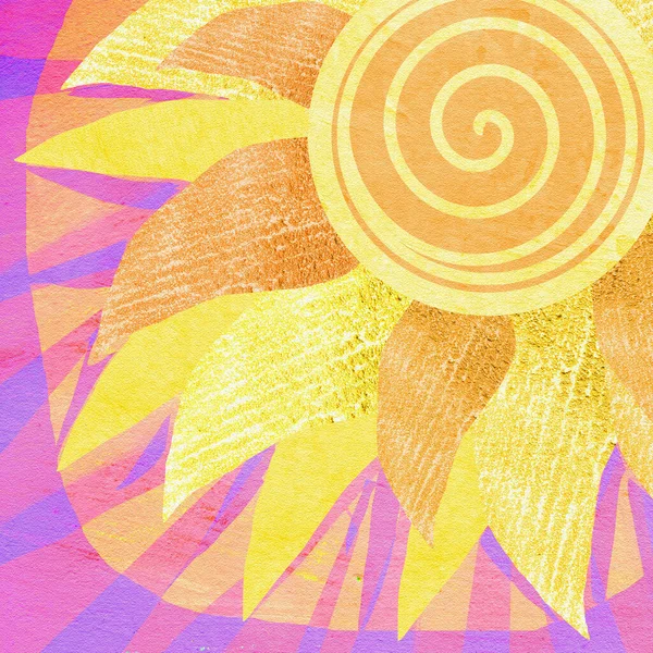 Die Sonne Mit Einem Farbigen Strahl Und Einer Spirale Der — Stockfoto