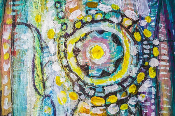 Ручная Рисованная Акриловая Картина Абстрактное Искусство Холст Акриловая Живопись Цветная — стоковое фото
