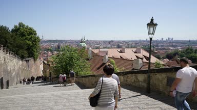 Prague, Çek Cumhuriyeti. Mayıs 2018. Merdiven için Prag Kalesi, Çek Cumhuriyeti