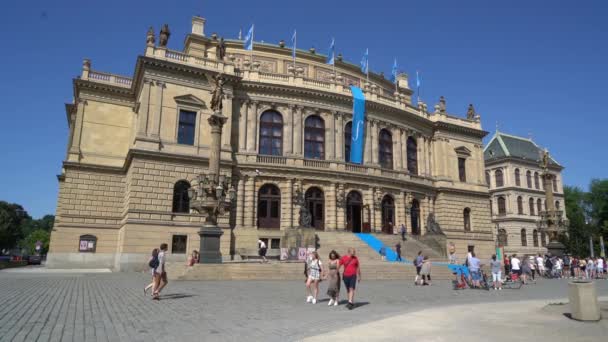 Prague Tsjechië Mei 2018 Gevel Van Het Rudolfinum Het Orkest — Stockvideo