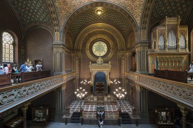 Prague, Çek Cumhuriyeti. Mayıs 2018. İspanyol sinagog Prag, Çek Cumhuriyeti için iç dekorasyon