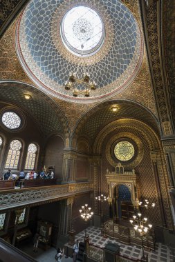 Prague, Çek Cumhuriyeti. Mayıs 2018. İspanyol sinagog Prag, Çek Cumhuriyeti için iç dekorasyon