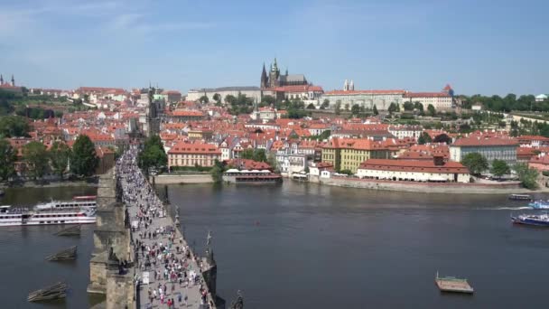 Prague Çek Cumhuriyeti Mayıs 2018 Charles Köprüsü Nde Prag Çek — Stok video