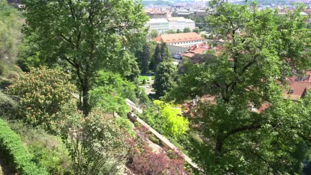 Prague Çek Cumhuriyeti Mayıs 2018 Surlar Bahçeye Üzerinden Prag Kalesi — Stok video