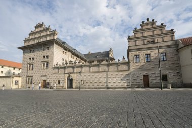  Prague, Çek Cumhuriyeti. Mayıs 2018. Görünüm Schwarzenberg Sarayı Prag, Çek Cumhuriyeti