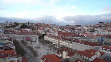 Lizbon, Portekiz. Nisan 2018. Dom Pedro IV Meydanı, havadan görünümü olarak da adlandırılır Rossio Lisbon, Portekiz