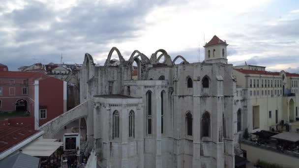 Lissabon Portugal April 2018 Een Luchtfoto Van Convento Carmo Lissabon — Stockvideo