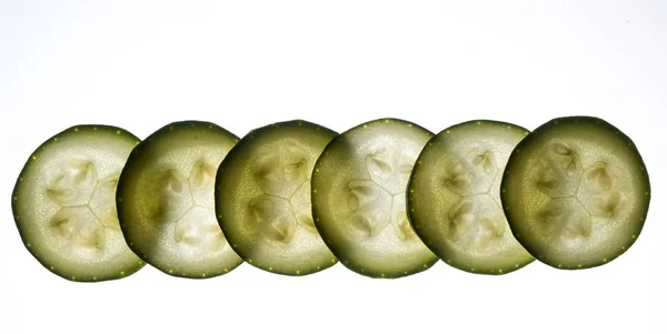 Zucchini Scheiben Von Hinten Angezündet — Stockfoto