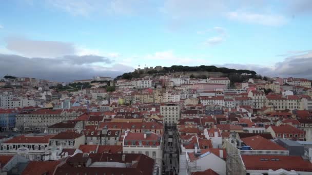 Lisabon Portugalsko Duben 2018 Letecký Pohled Střechy Čtvrti Alfama Lisabonu — Stock video