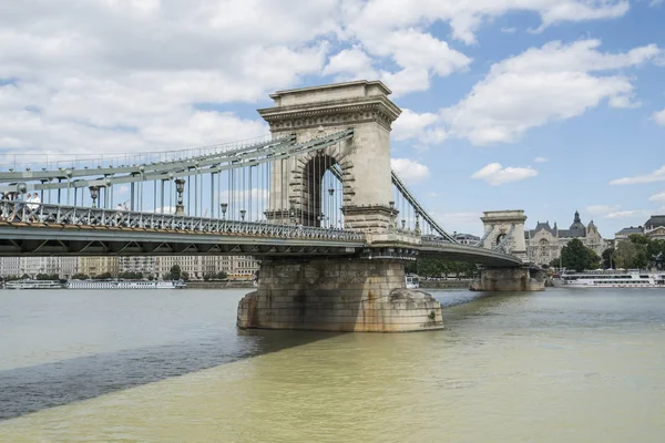 Budapest Magyarország Július 2018 Lánchíd Dunán Budapesten Magyarországon — Stock Fotó