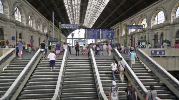 匈牙利布达佩斯2018年7月 Kelety 火车站在布达佩斯 Timelapse — 图库视频影像
