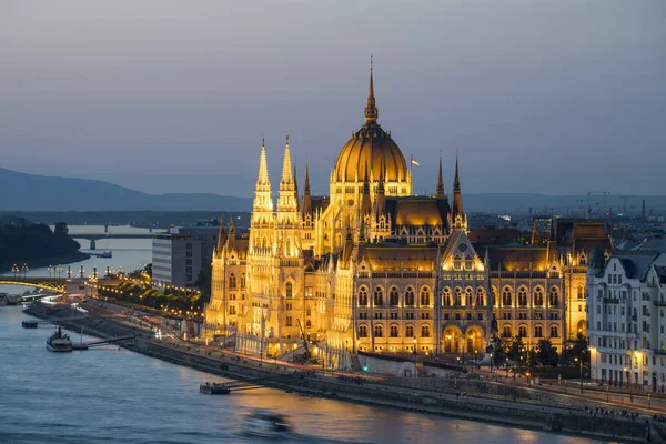The parliament building at sunset in Budapest, Hungary