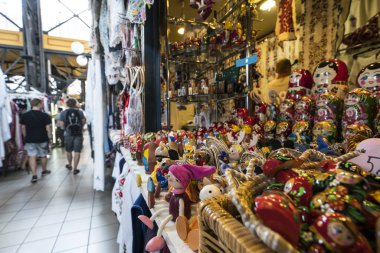 Budapeşte, Macaristan. Temmuz 2018. Budapeşte, Macaristan'ın kapalı merkezi pazar görünümü
