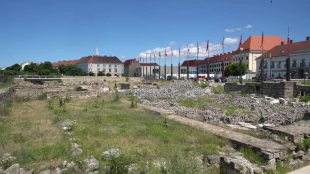 Budapest Hungría Julio 2018 Vista Del Sitio Arqueológico Distrito Del — Vídeos de Stock